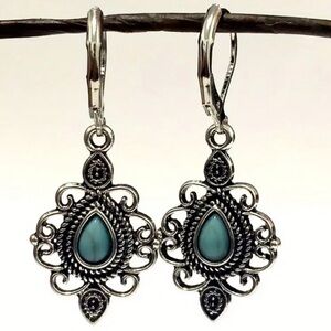 Vintage Boho Turquoise Drop Earrings